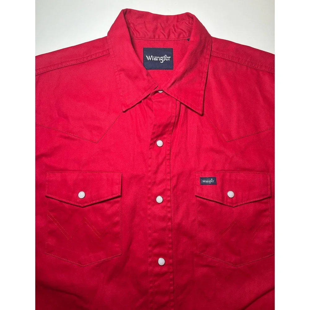 Vintage Men's Wrangler Red Snap Western Shirt | Large